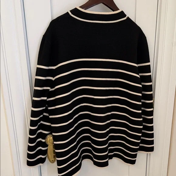 Tucker buck oversized Striped Black and White Women's Cardigan Sweater - M - Picture 6 of 6